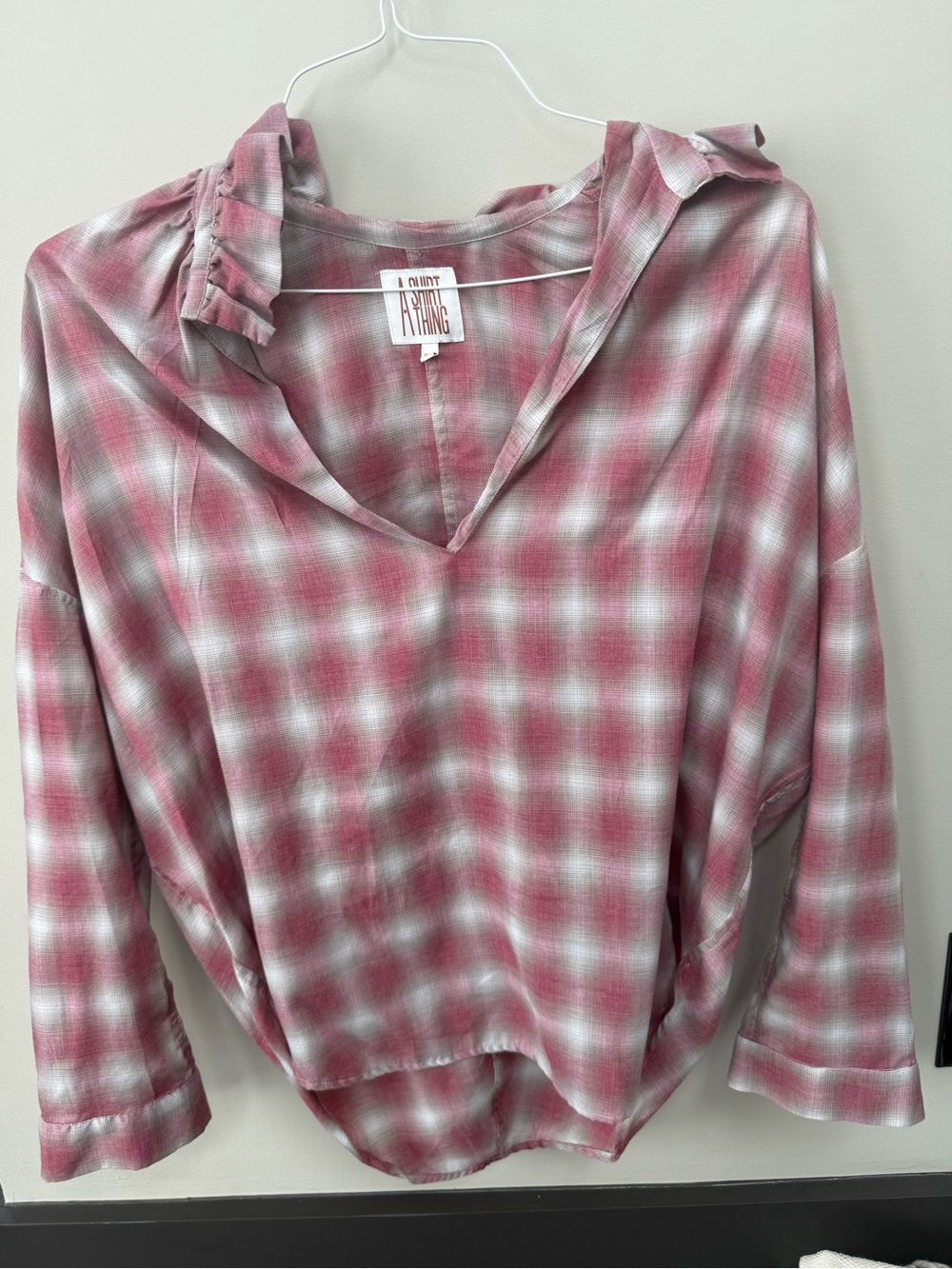 A New Day Rose Plaid V-Neck Tunic
